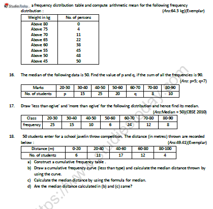 statistics worksheet year 10